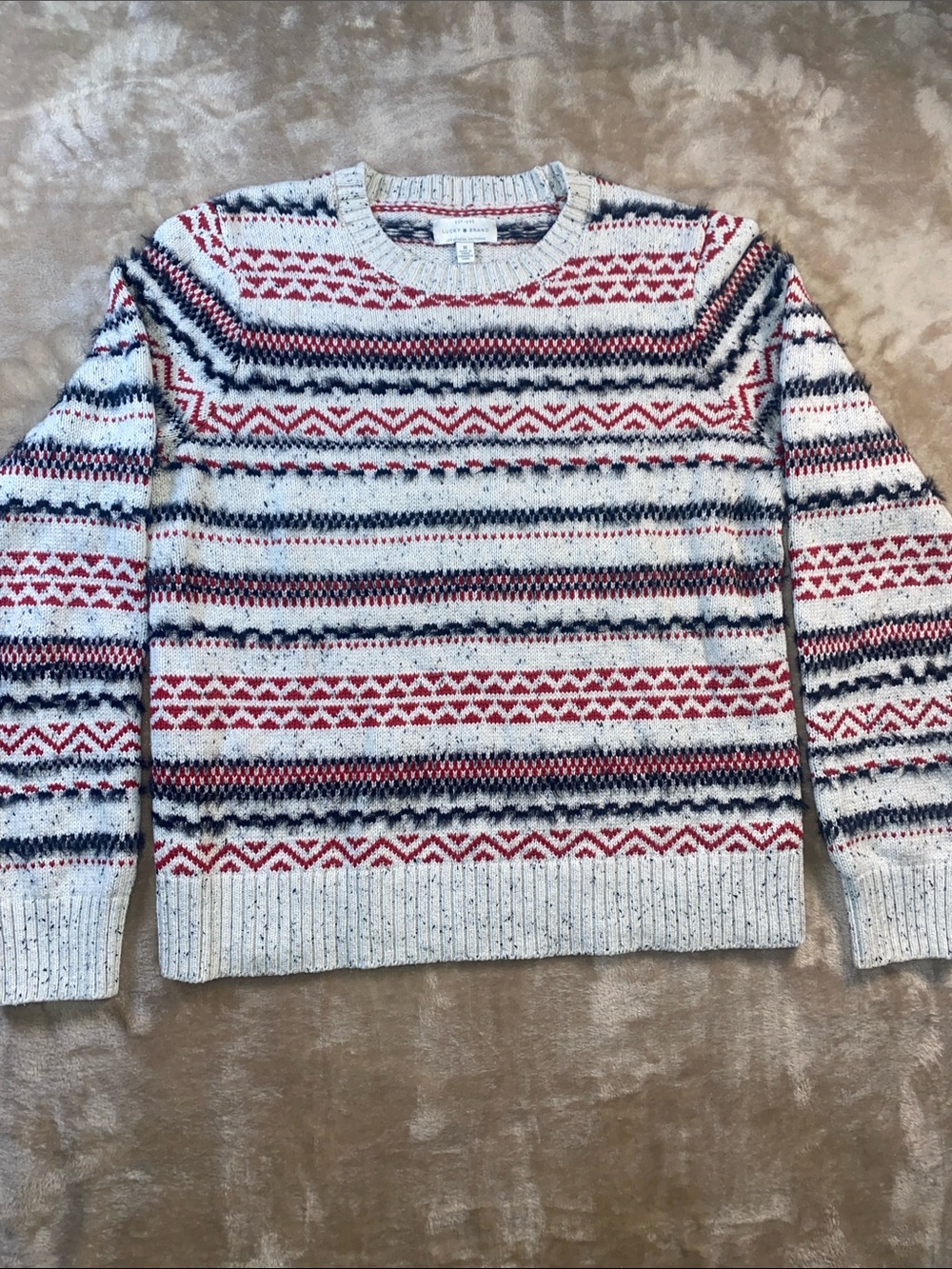 Lucky Brand Wool Blend Women's Crewneck Sweater in fair Isle print